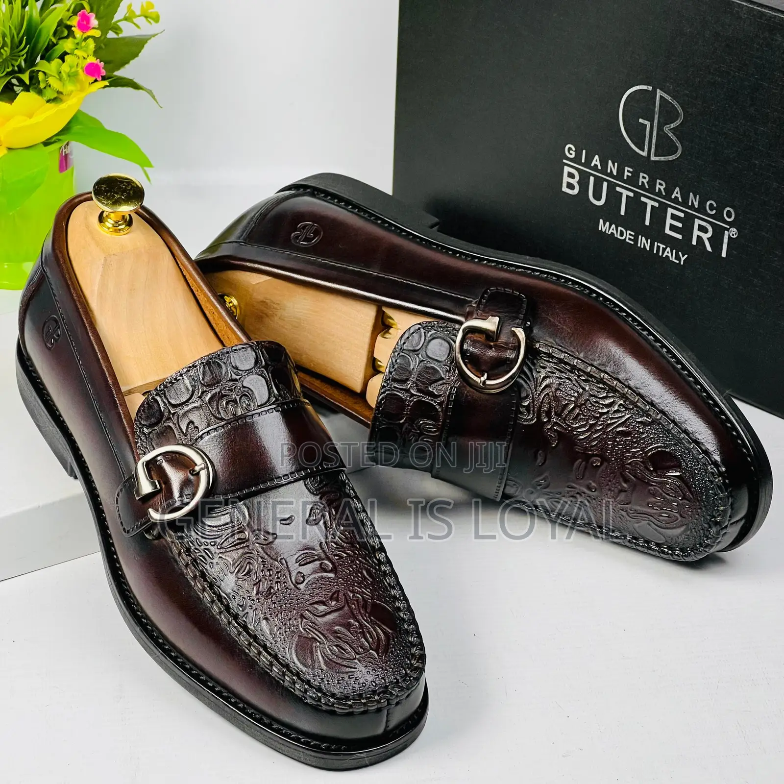 Gianfranco Butteri Coffee Buckled Men Loafers Shoe