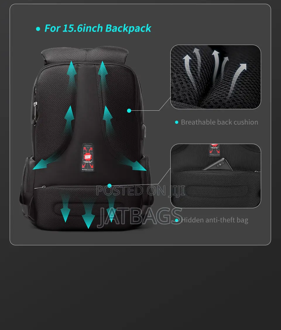 Tigernu Anti-Theft Waterproof Laptop Backpack (Free Delivery)