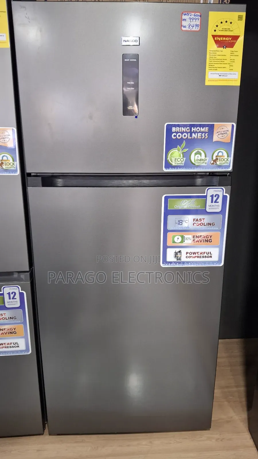 Nasco Nasf2-600wd Top Mounted Freezer Fridge - 430l - Grey