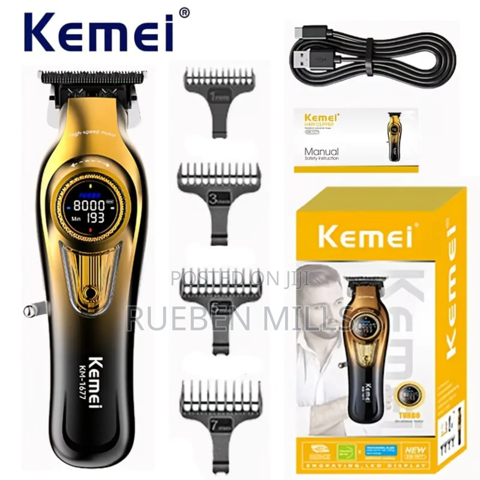 8000rpm Motor Kemei Km-1677 High Precision Detailer Beard Trimmer
