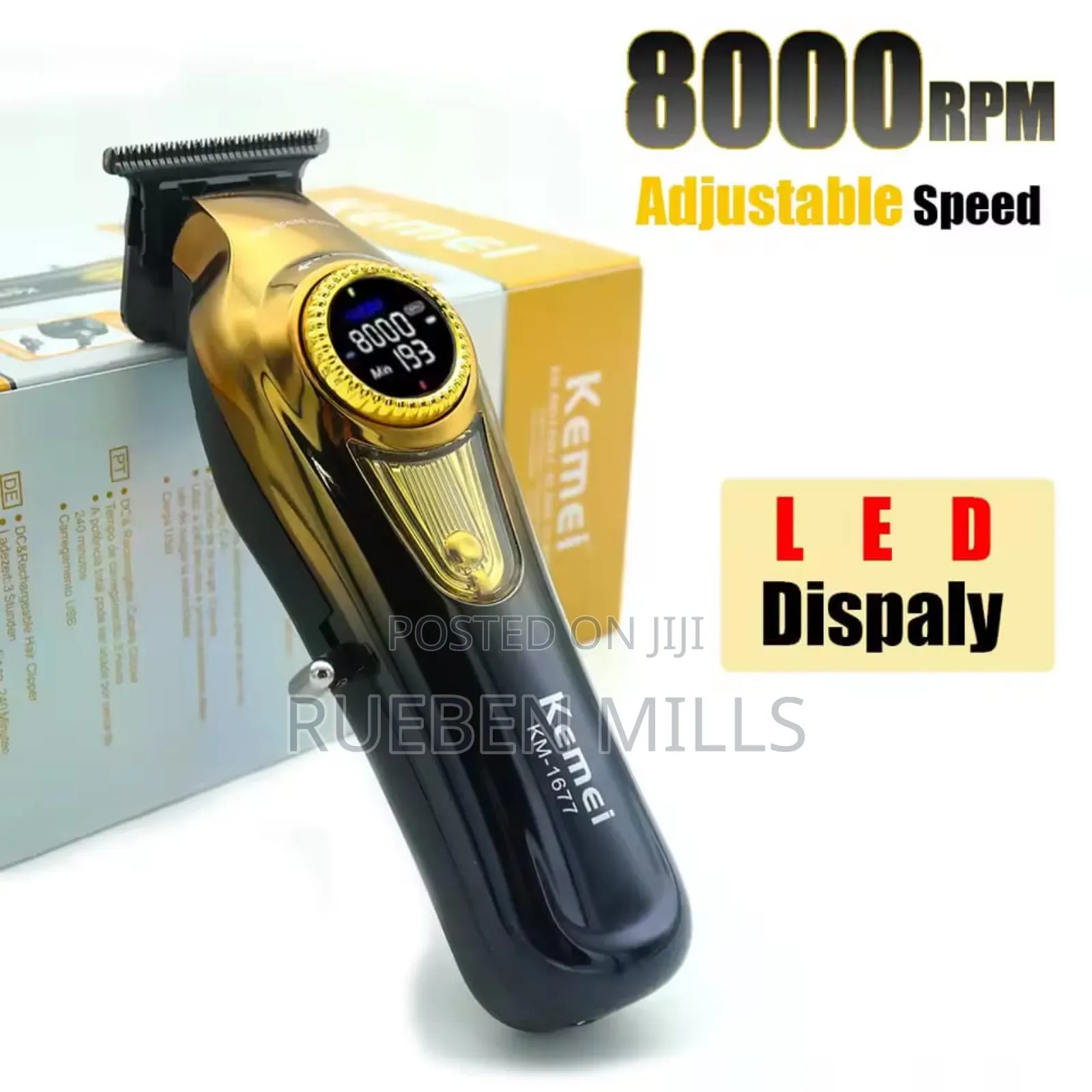 8000rpm Motor Kemei Km-1677 High Precision Detailer Beard Trimmer