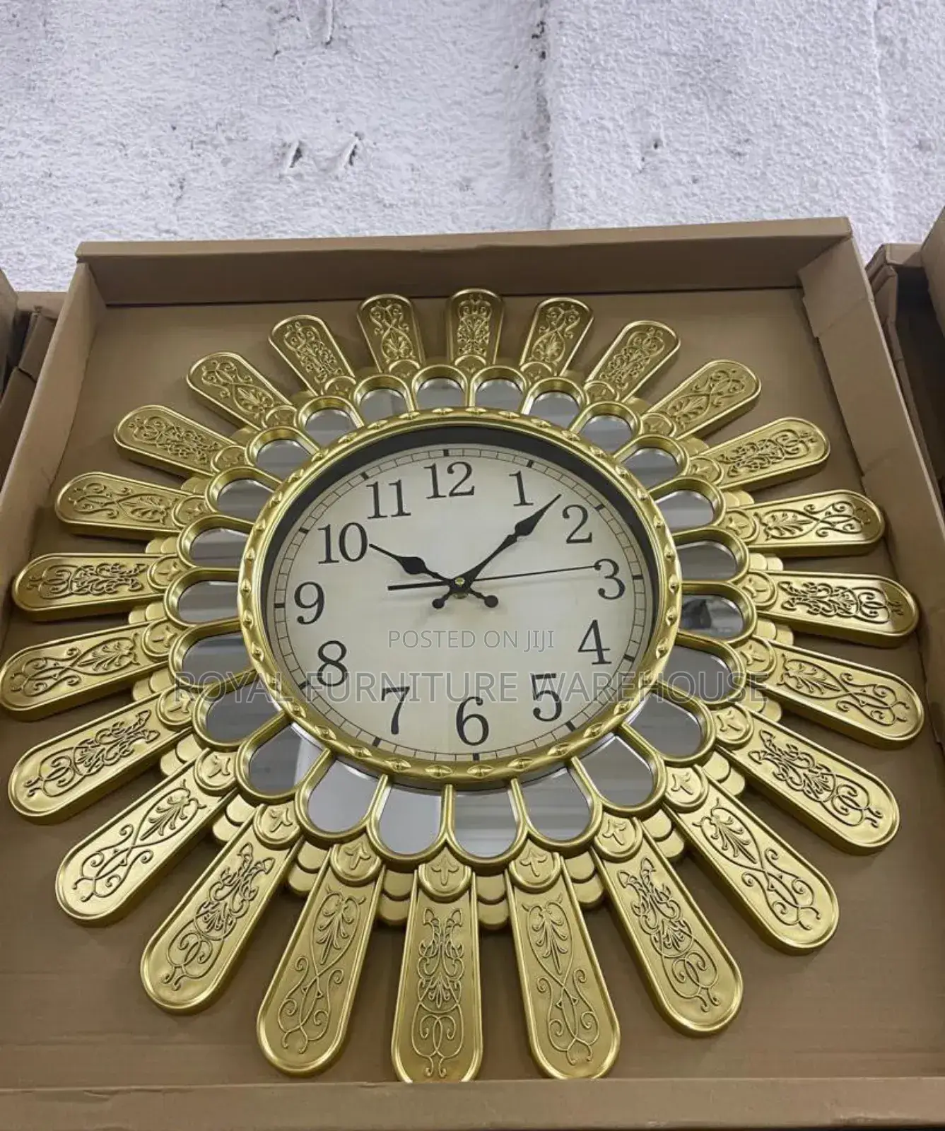 Gold With Mirror Wall Clock