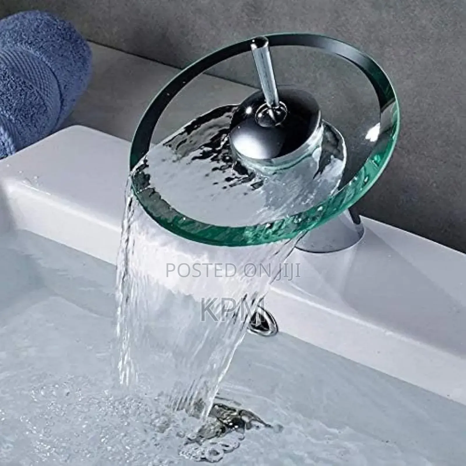 Round Glass Waterfall Basin Tap