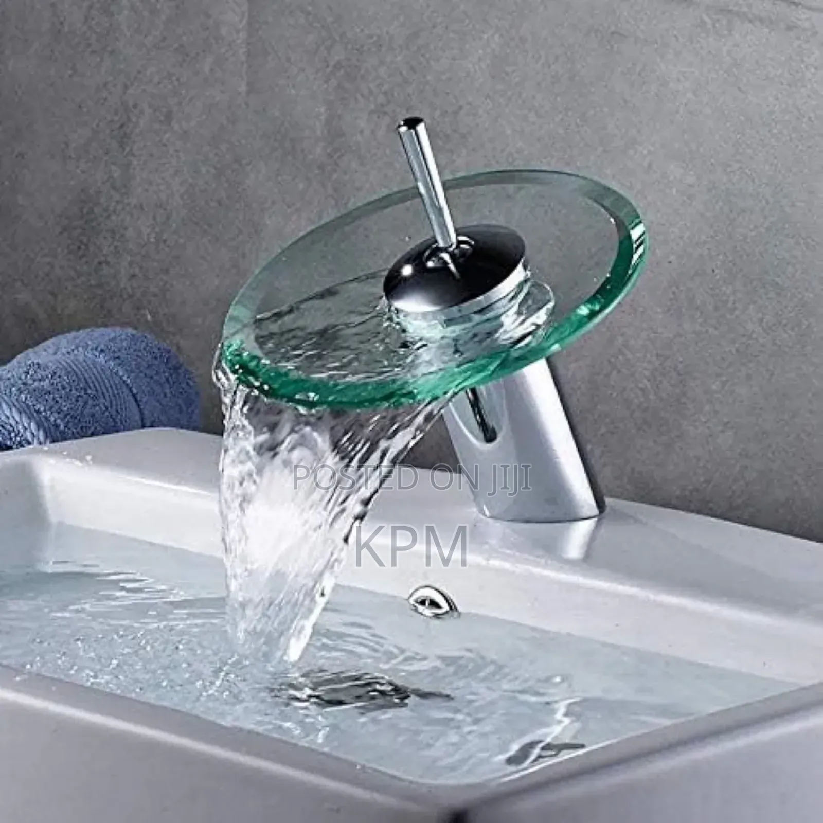Round Glass Waterfall Basin Tap