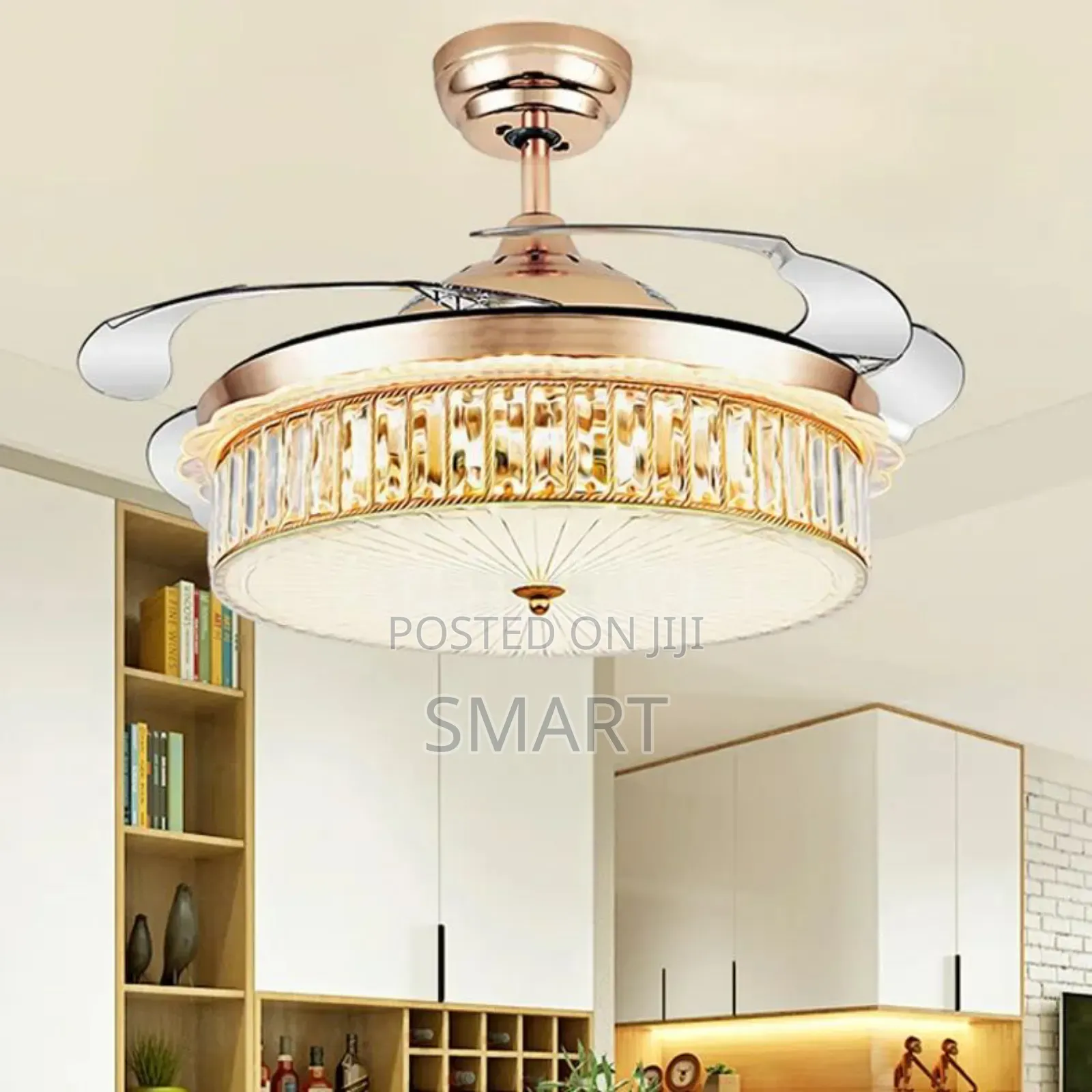 Modern Fanlight Chandelier With Bluetooth + Remote Control