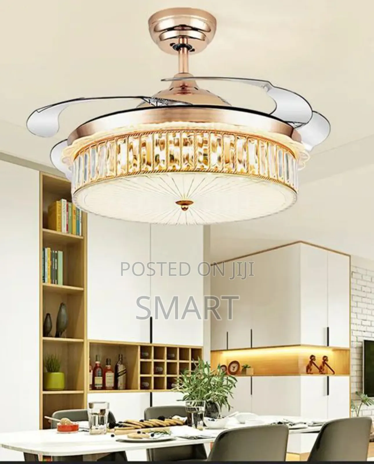 Modern Fanlight Chandelier With Bluetooth + Remote Control