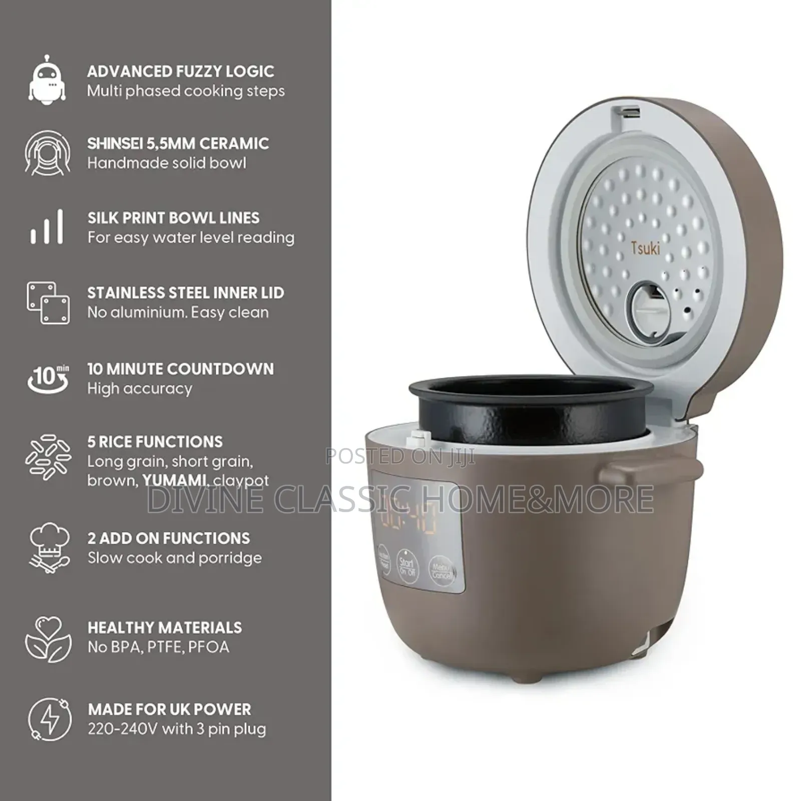 Yum Asia Tsuki Mini Rice Cooker: 2.5 Cups, Shinsei Ceramic