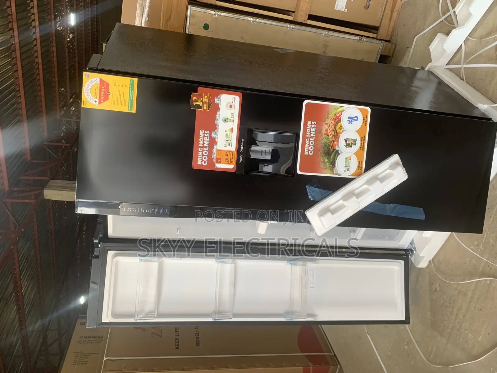 Zara Fridge Side By Side 527 Litres Net Black Water Dispenser