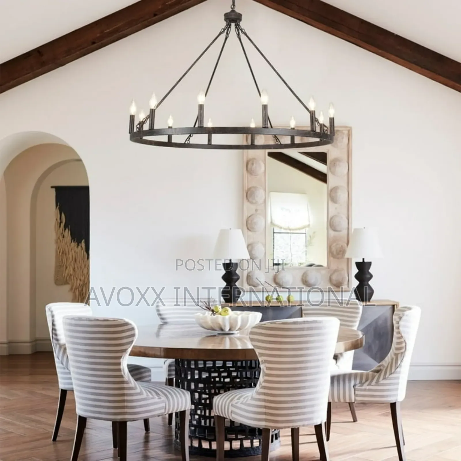 12-Light 37.99"Rustic Wagon Wheel Chandelier - Bedroom Kitchen Antique