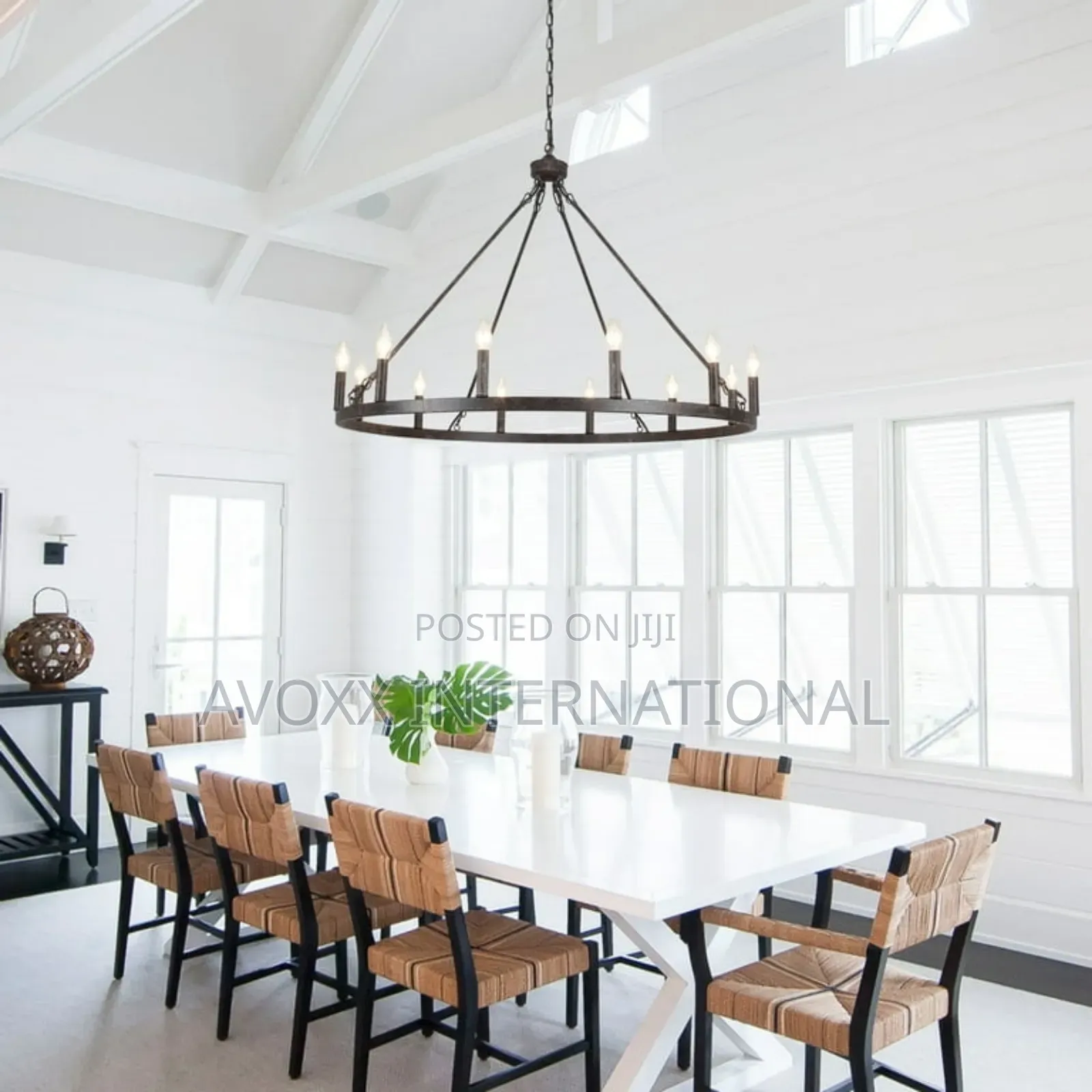 12-Light 37.99"Rustic Wagon Wheel Chandelier - Bedroom Kitchen Antique