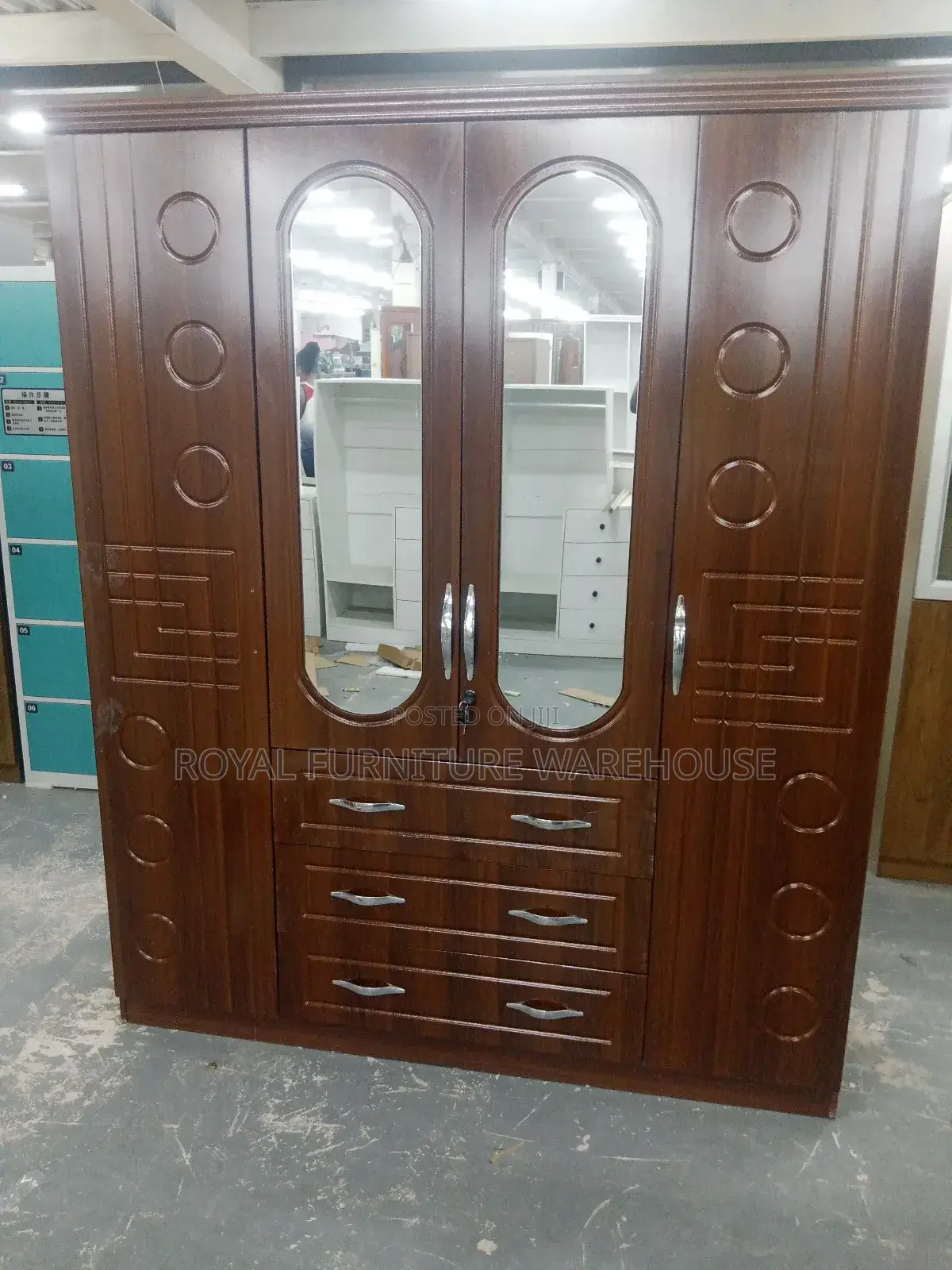 4doors Wooden Wardrobe Coffee Colour