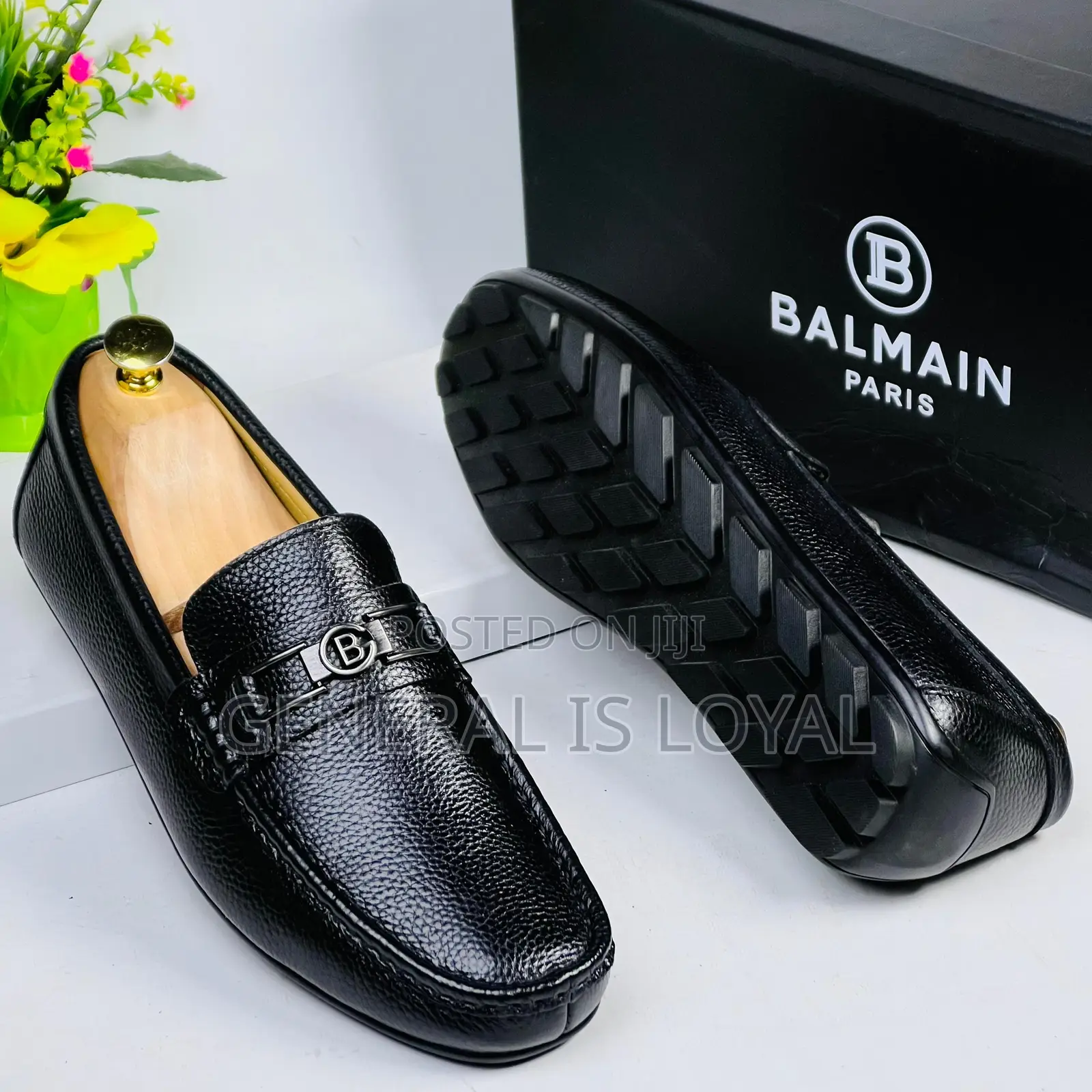 Balmain Black Solid Men’S Loafers Shoe