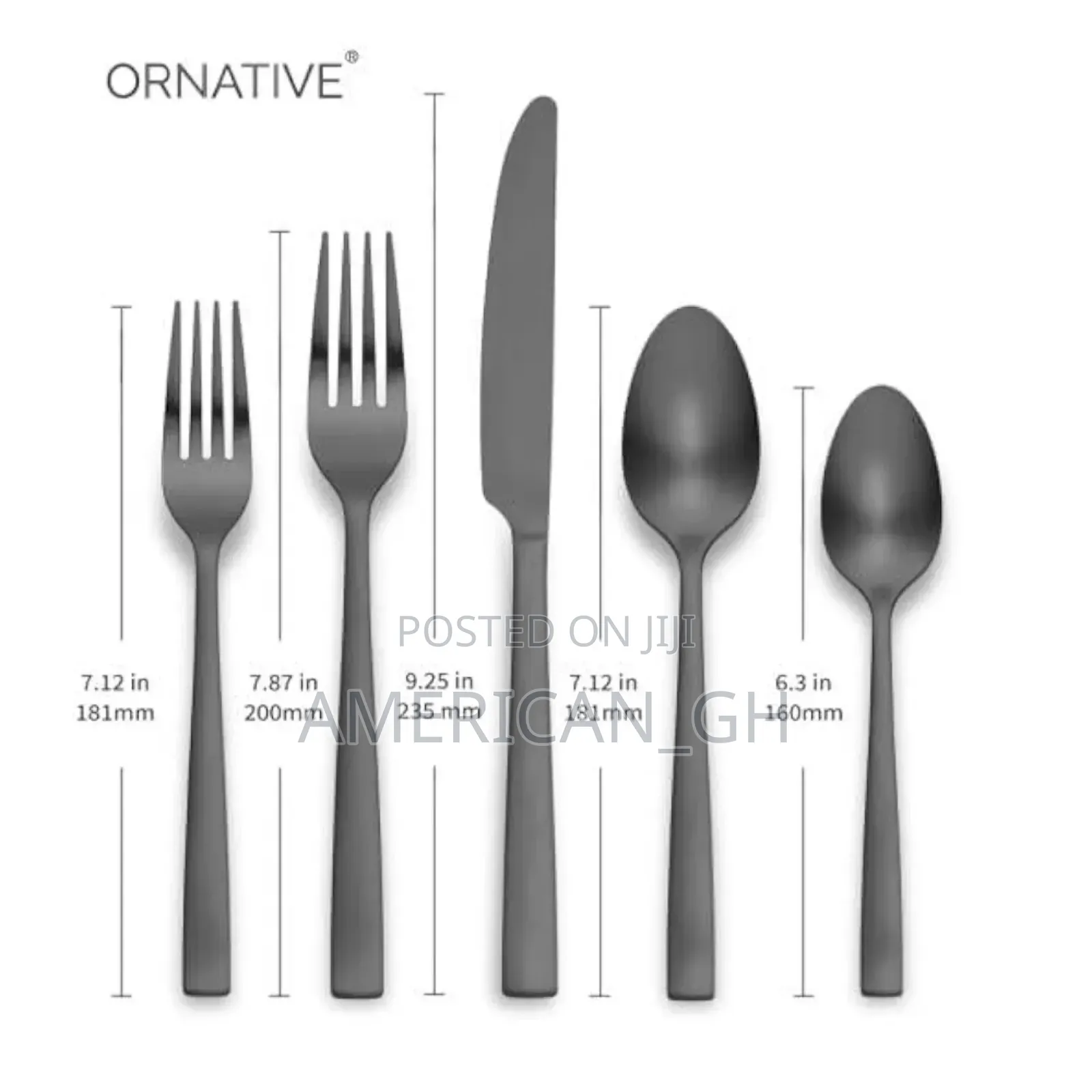 Ornative Flatware Stainless Steel, 20pc Set (Matte Black)
