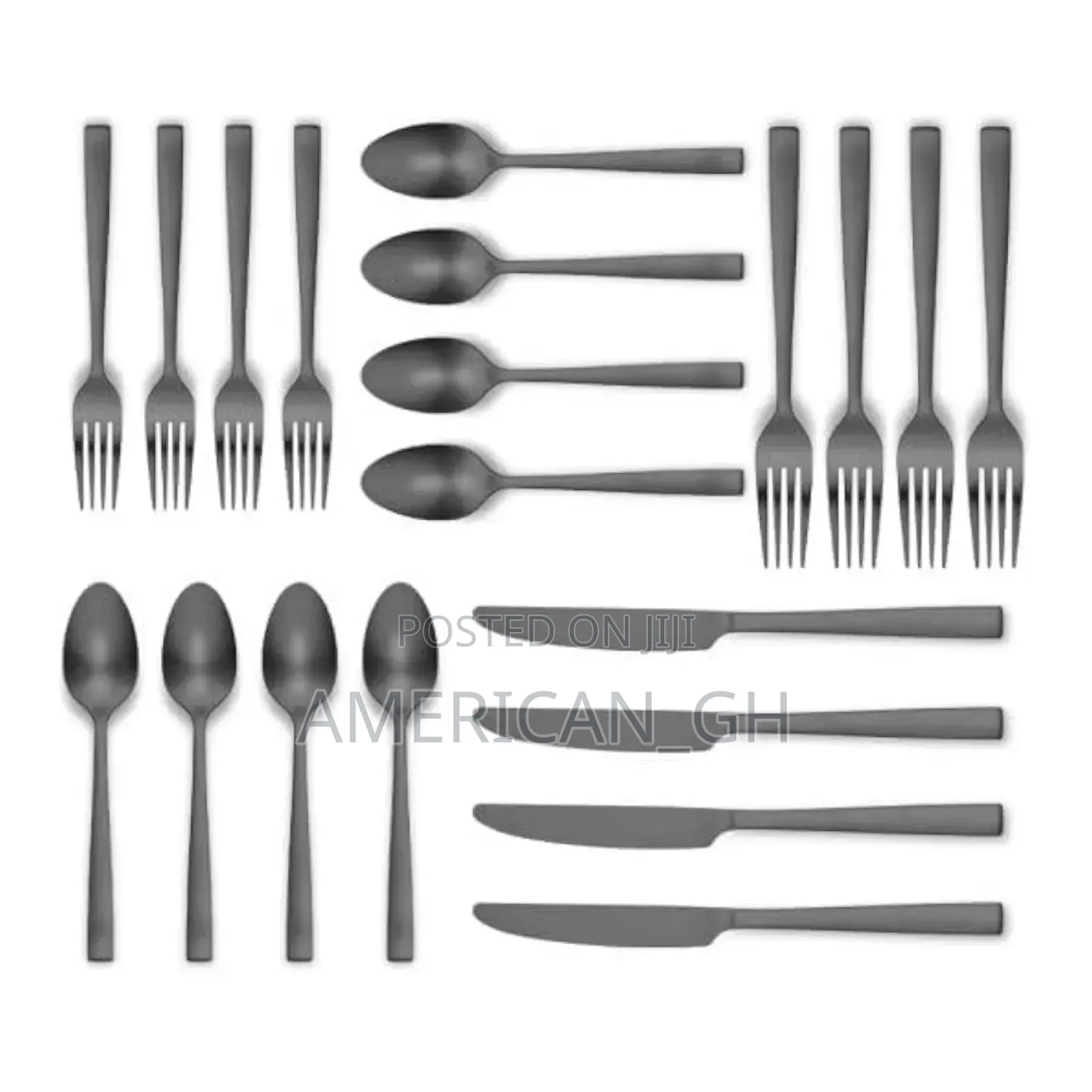 Ornative Flatware Stainless Steel, 20pc Set (Matte Black)