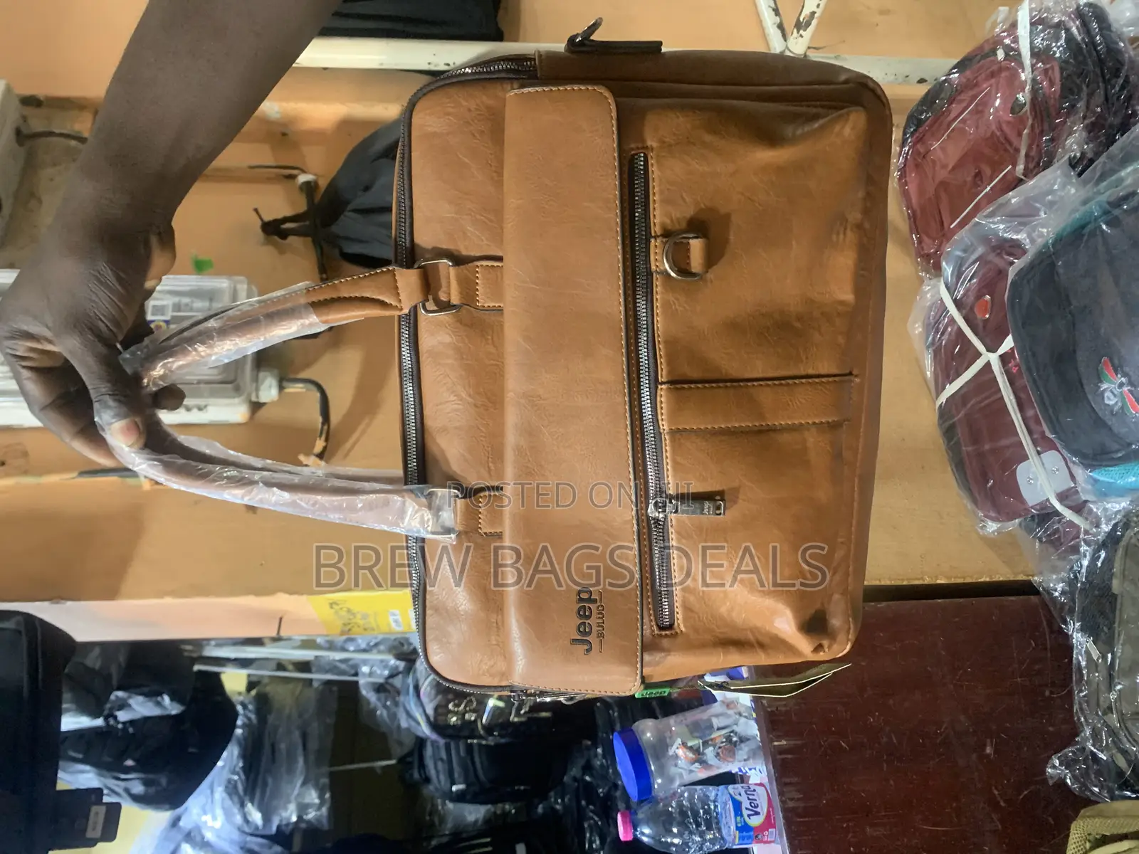 Pure Leather Jeep 15.6 Inches Laptop Bag With Shoulder Strap