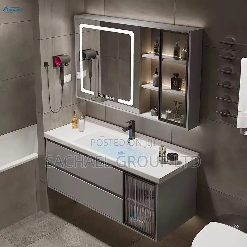 New Design Cabinet Basin With Led Mirror