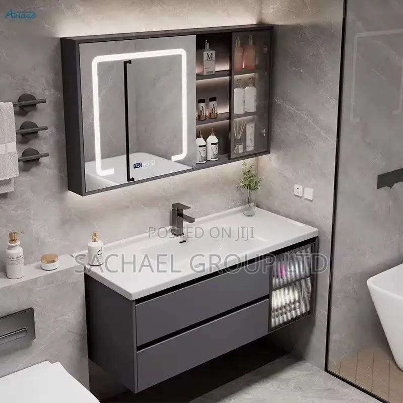 New Design Cabinet Basin With Led Mirror