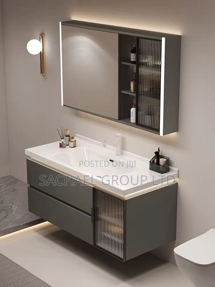 New Design Cabinet Basin With Led Mirror
