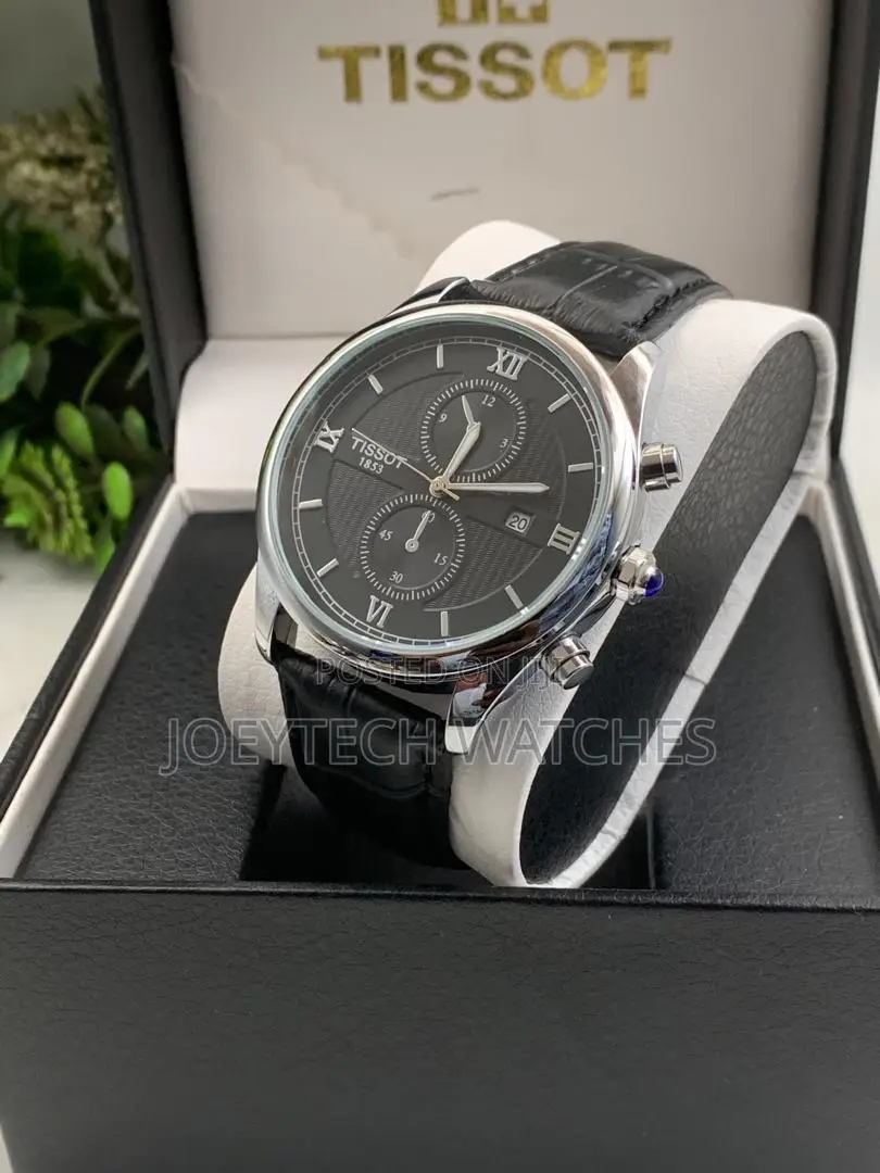 Black Genuine Leather Strap Tissot Watch