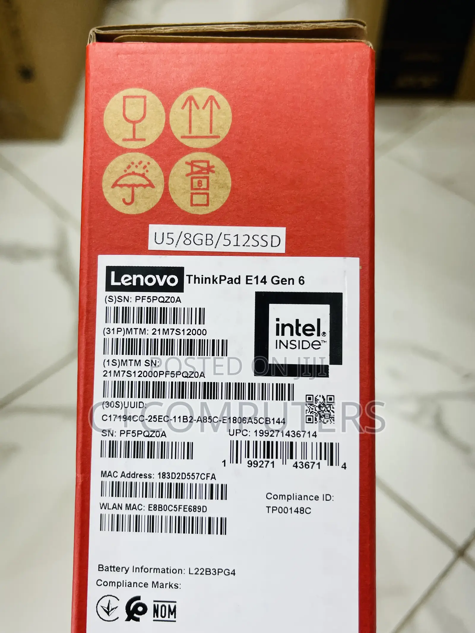 New Laptop Lenovo ThinkPad E14 Gen 5 8GB Intel Core Ultra 5 SSD 512GB