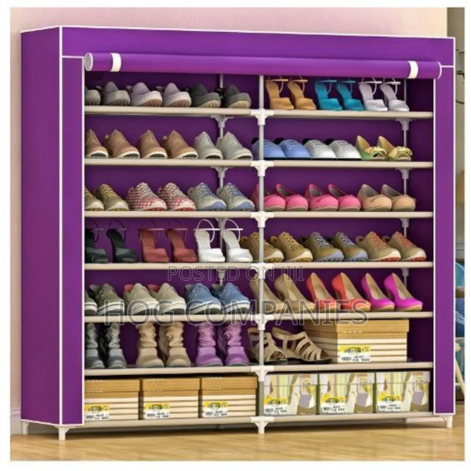 Fabric-Covered 6 Layer Shoe Rack