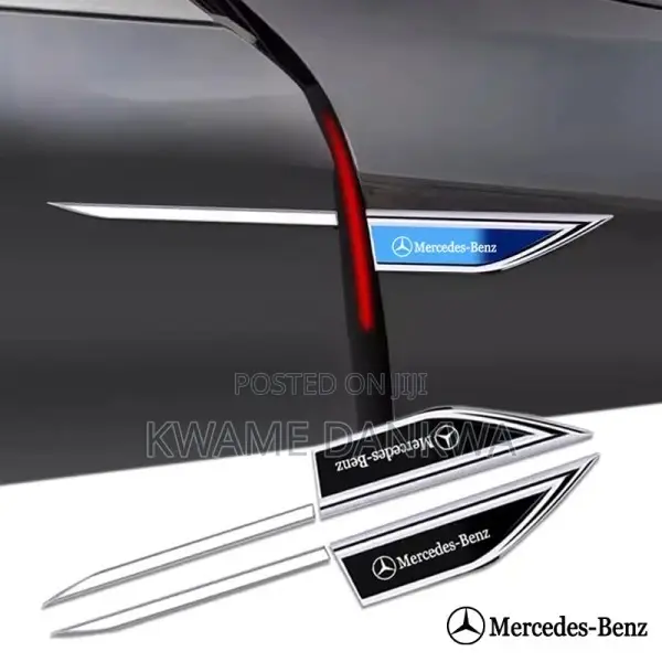 2 Pcs Metal Car Fender Decoration Stickers With Car Model Logo.
