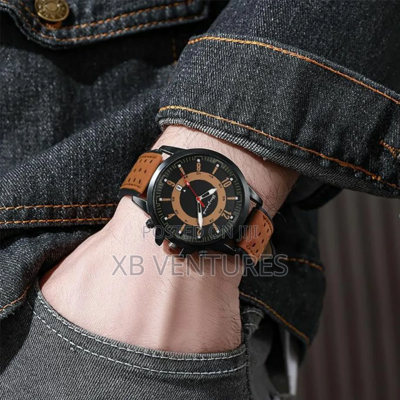 Casual Male Bracelets Leather Strap Wrist Watche - Brown