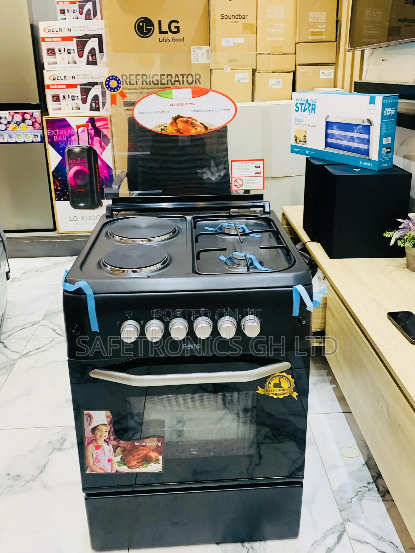 Oven Rotisserie Grill Black Gas Electric Cooker 60/60 2-2
