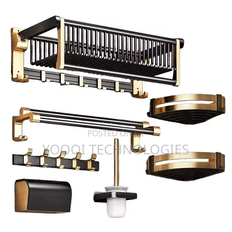 Black Gold Bath Toilet Towel Rack Bathroom Accessories