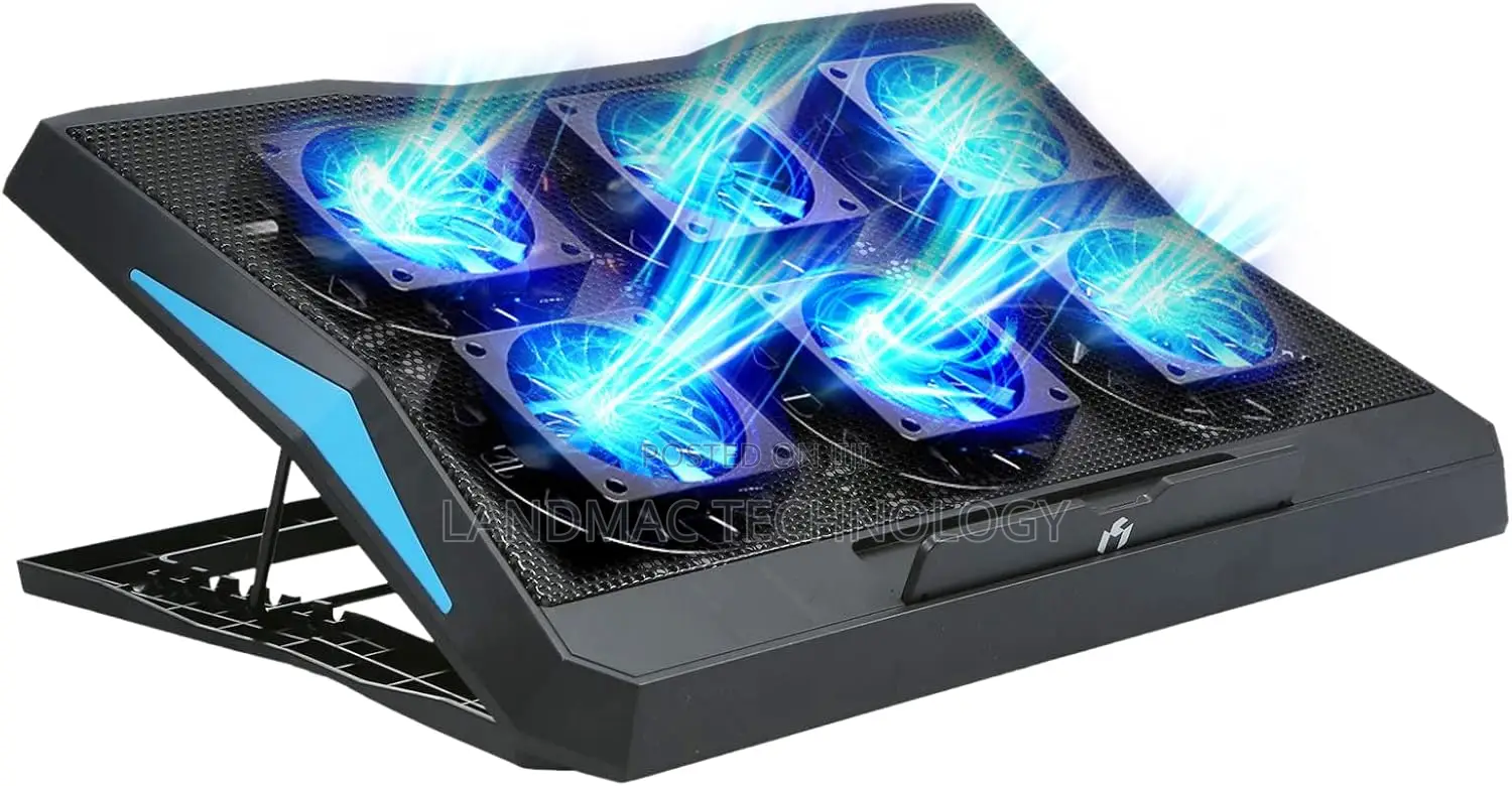 17" Foldable Laptop Cooler 6-Fan Stand Low Noise 6-Level