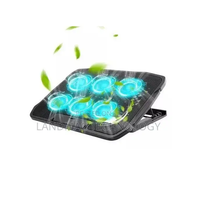 17" Foldable Laptop Cooler 6-Fan Stand Low Noise 6-Level