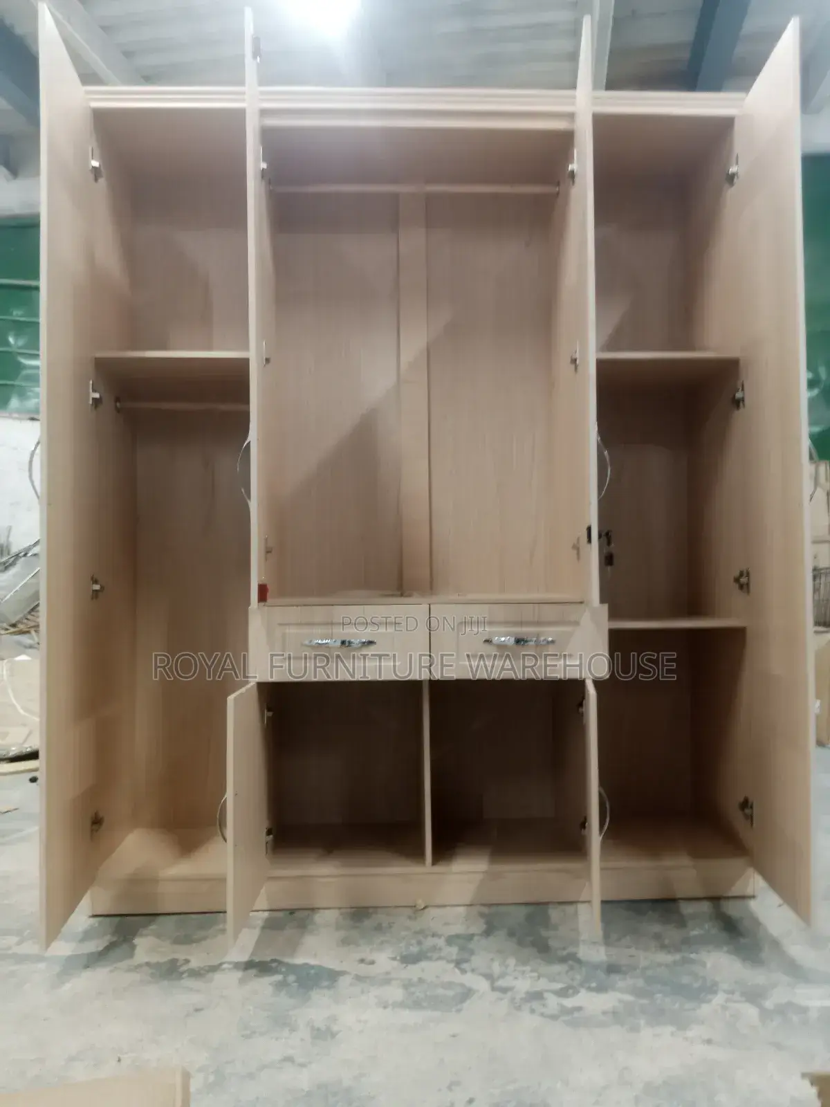 White Maple (Cream Color) 4 Doors Wooden Wardrobe Foreign Type