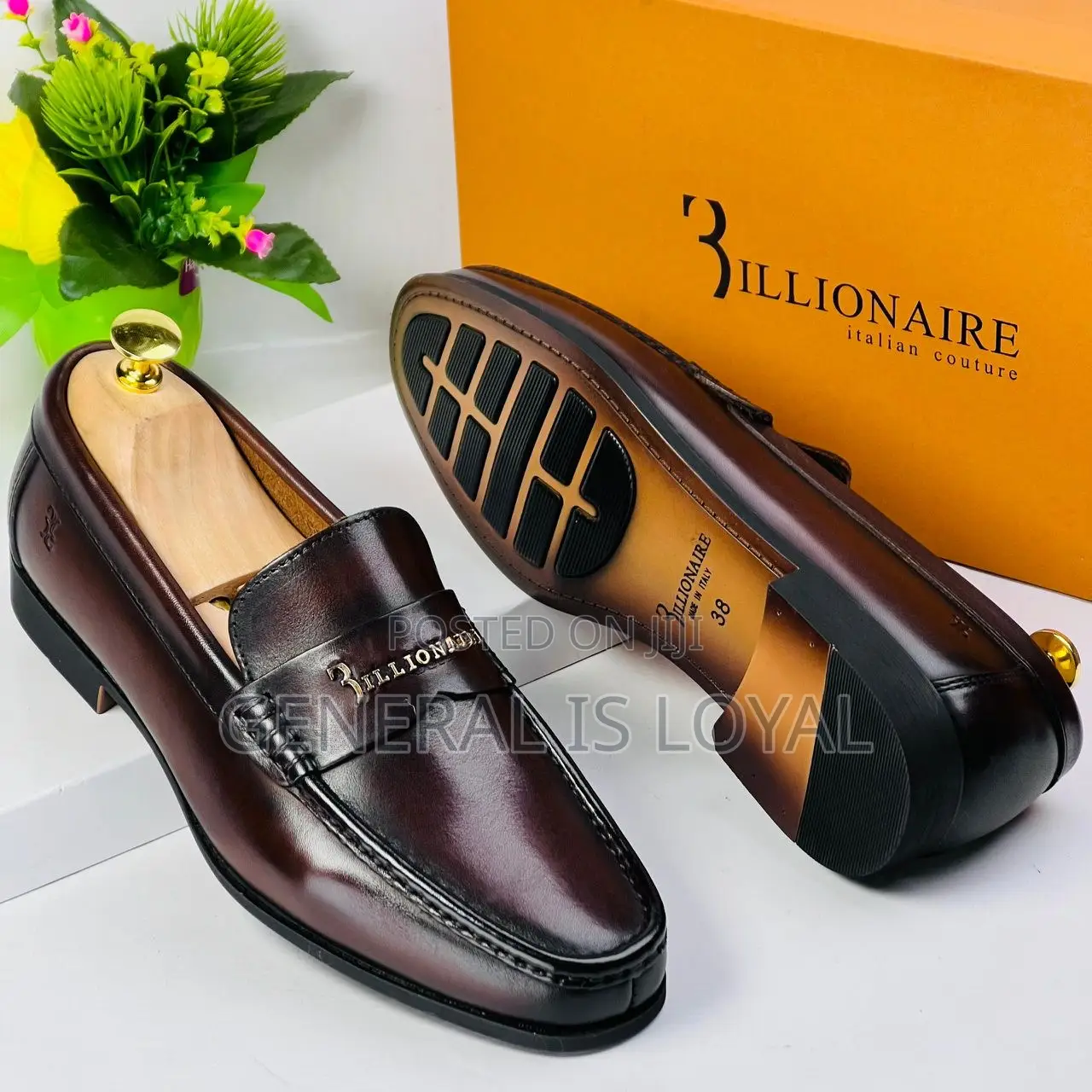 Billionaire Coffee Men Leather Loafers Shoe