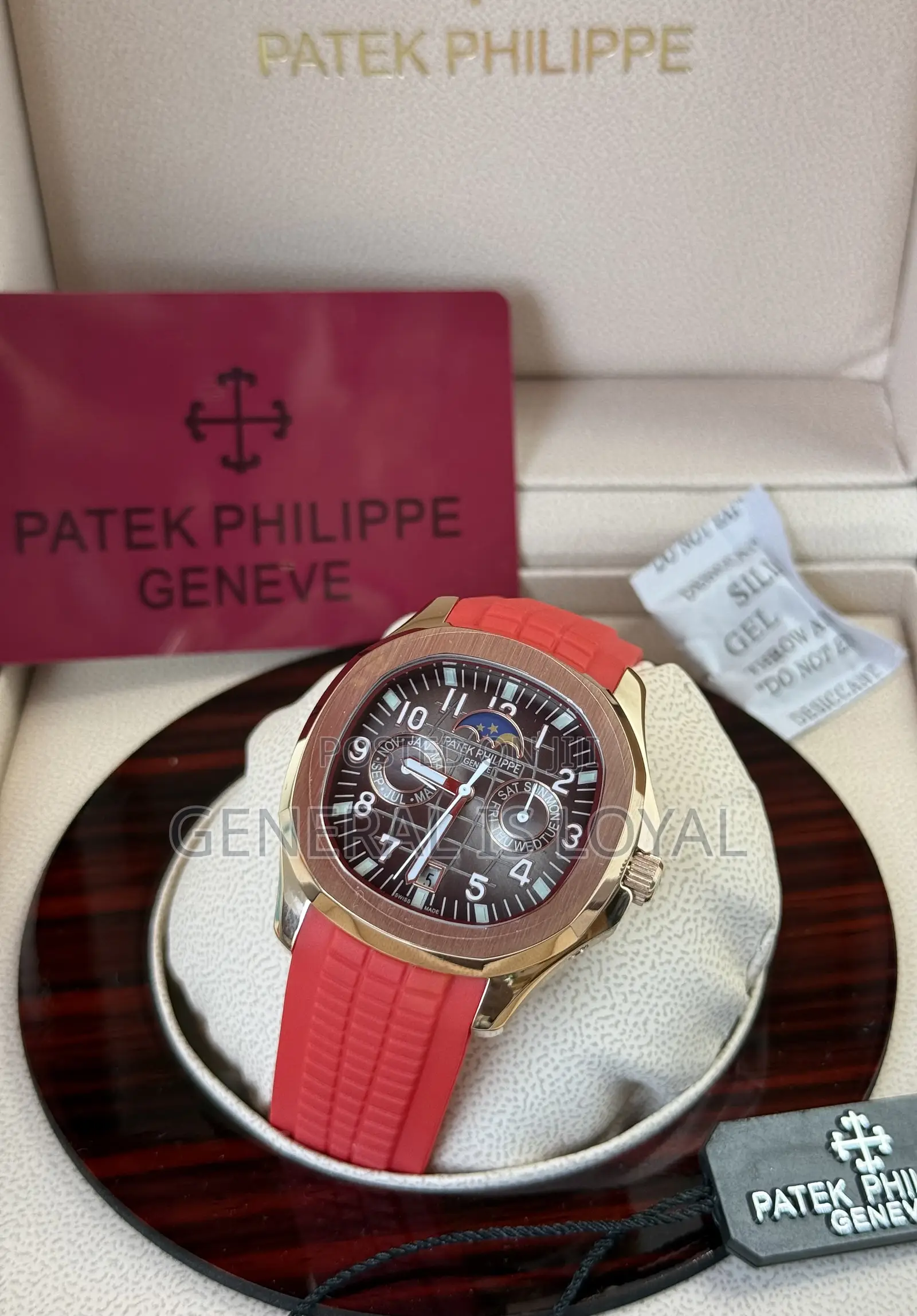 Patek Philippe Aquanaut Rose Gold Red Silicone Strap Chronograph