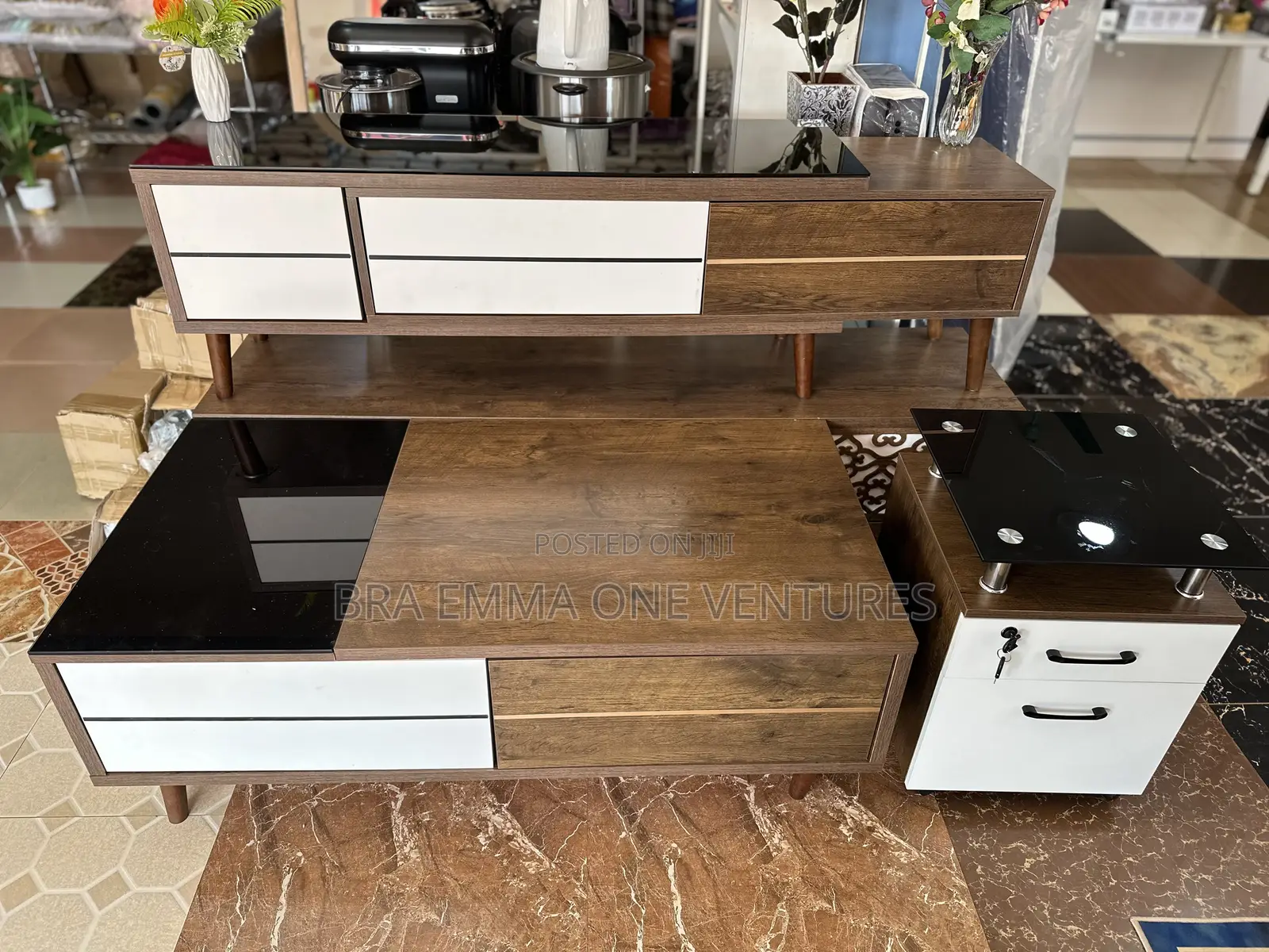 Set Of Tv Stand,Center Table And Bedside Drawer