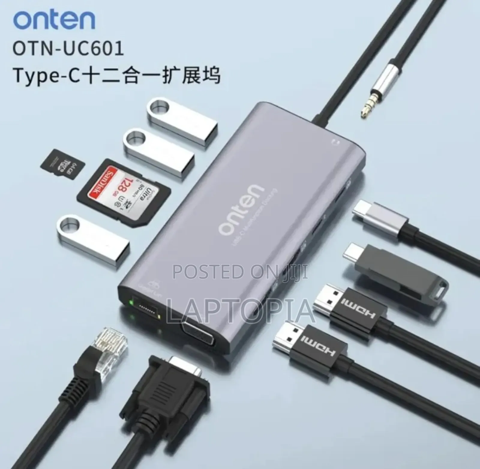Onten Uc601 Usb-c Hub Dock Station – 12-in-1 ( 2hdmi Ports)