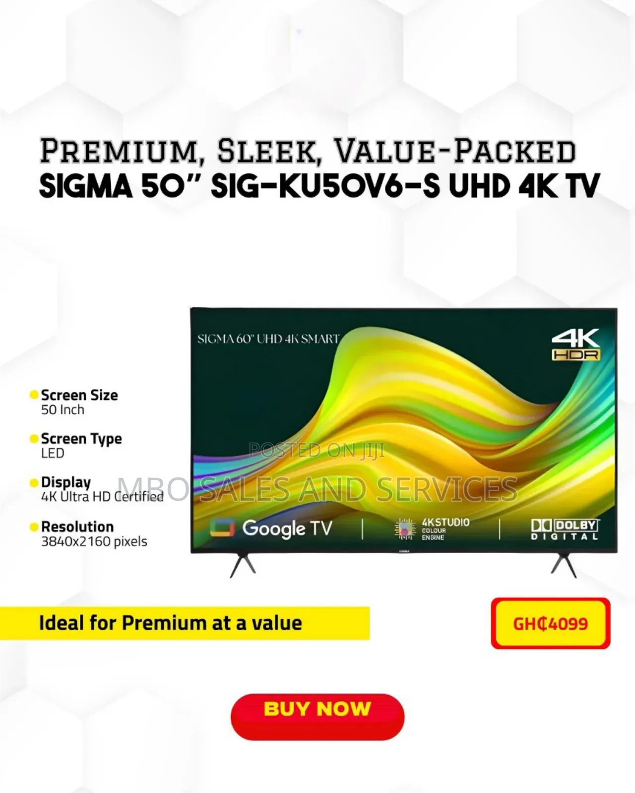 Sigma 50" Uhd Smart Digital Satellite Tv