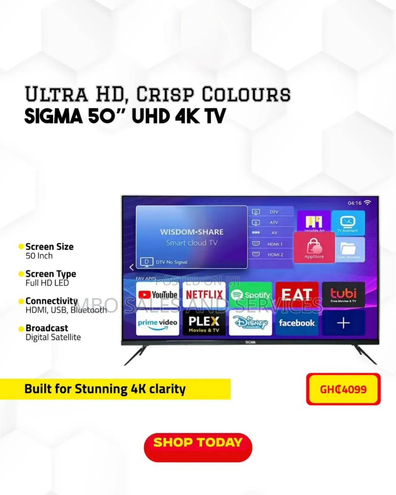 Sigma 50" Uhd Smart Digital Satellite Tv