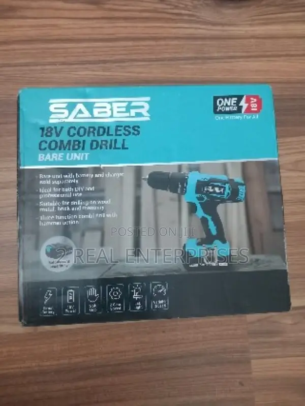 Saber 18v One Battery Combi Drill Bare Unit - Blue and Black
