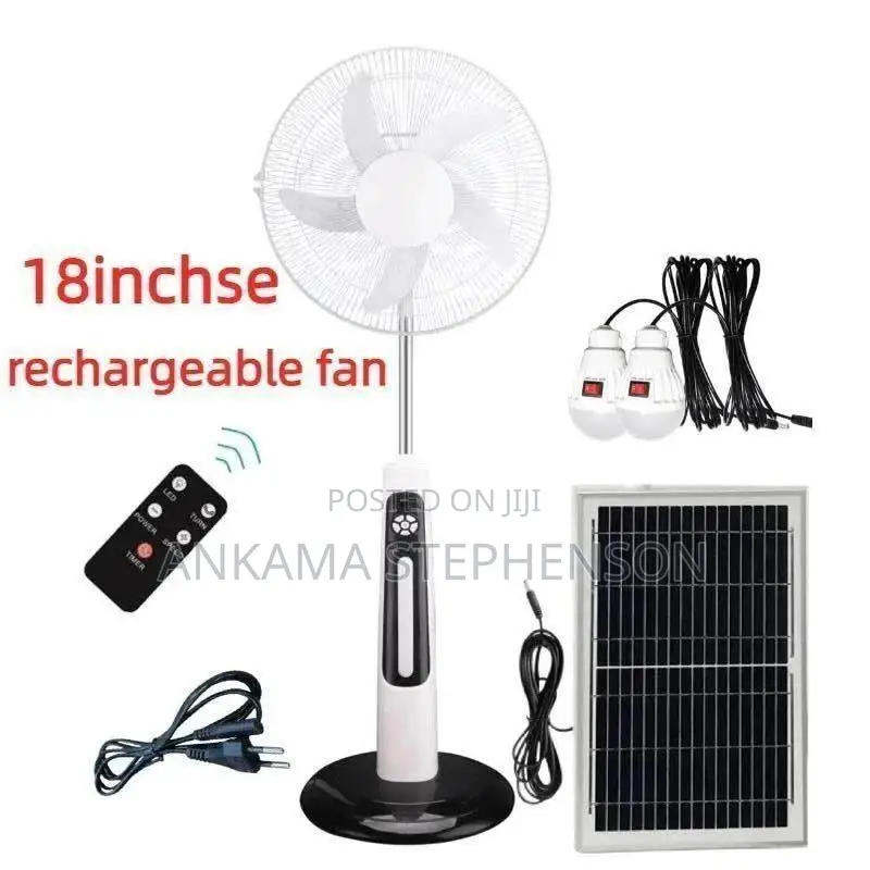 8inches Rechargeable Fan With Solar Panel
