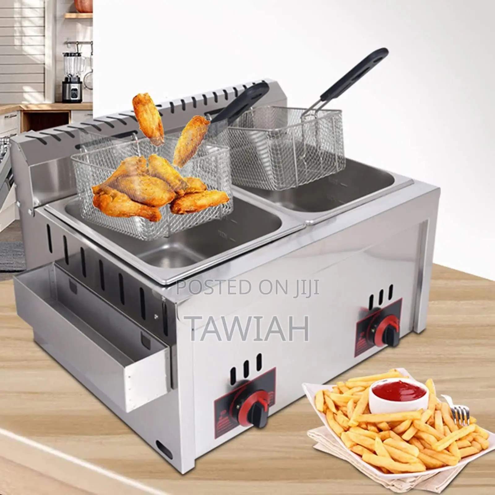 Gas Deepfryer Double Pan 16 Liters