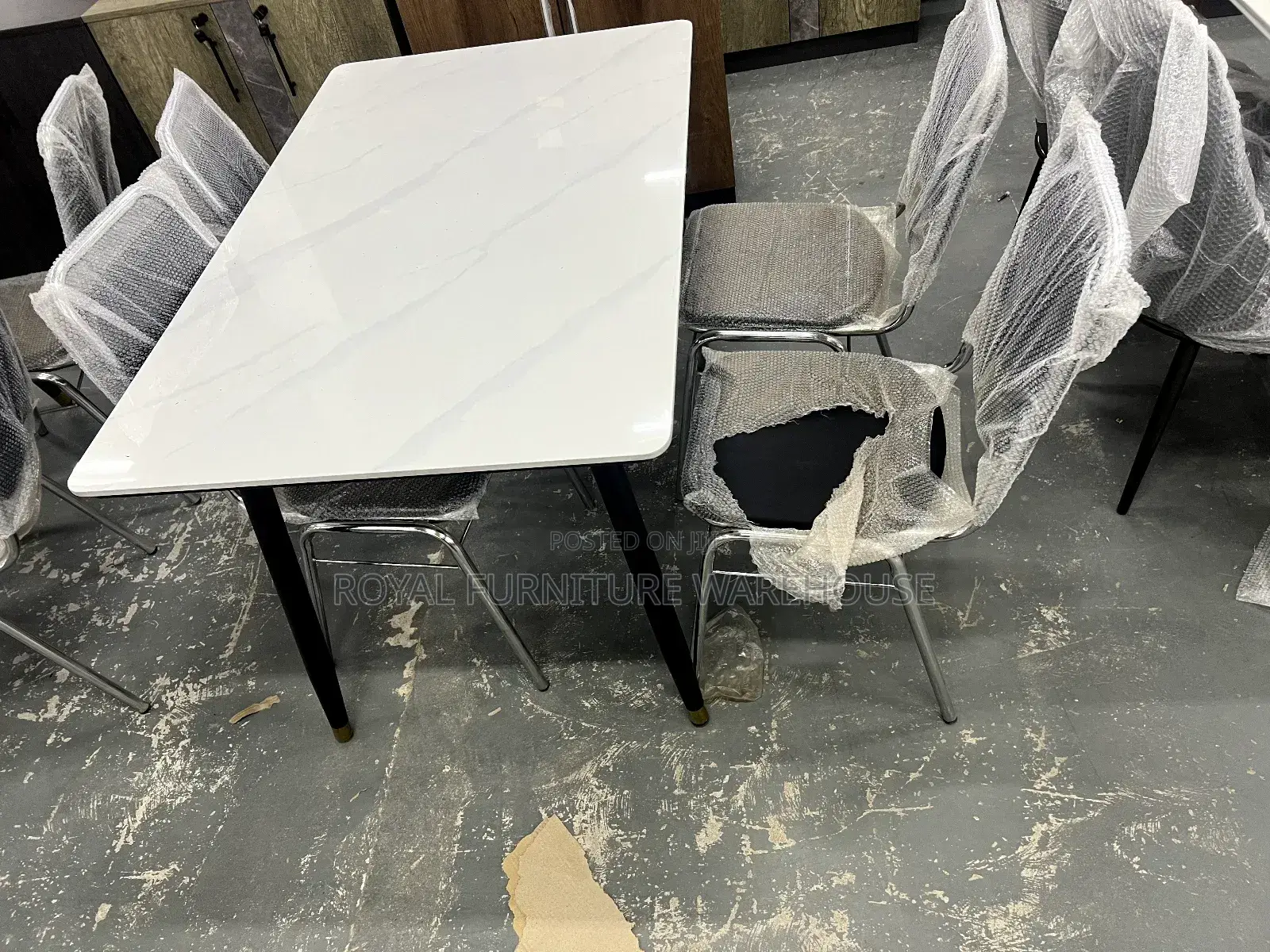 White Marble 4 Seater Dining Set