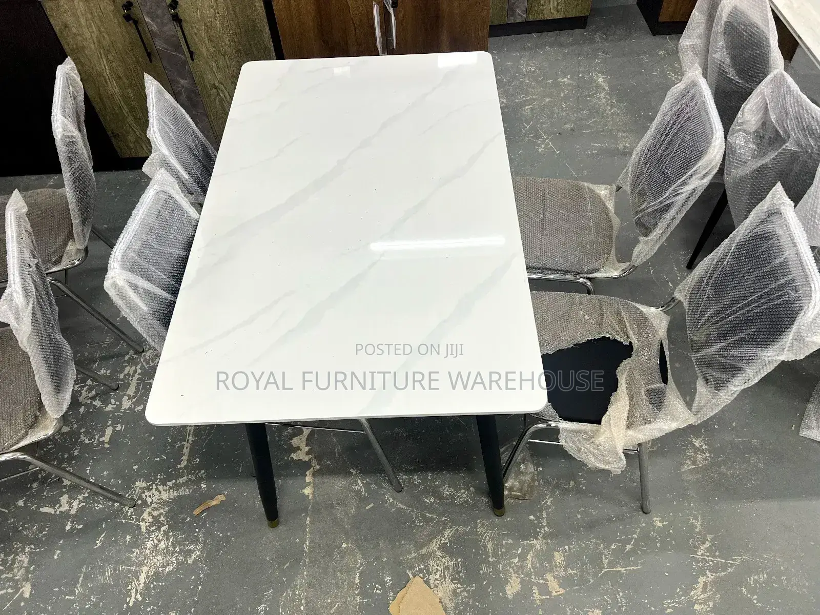 White Marble 4 Seater Dining Set