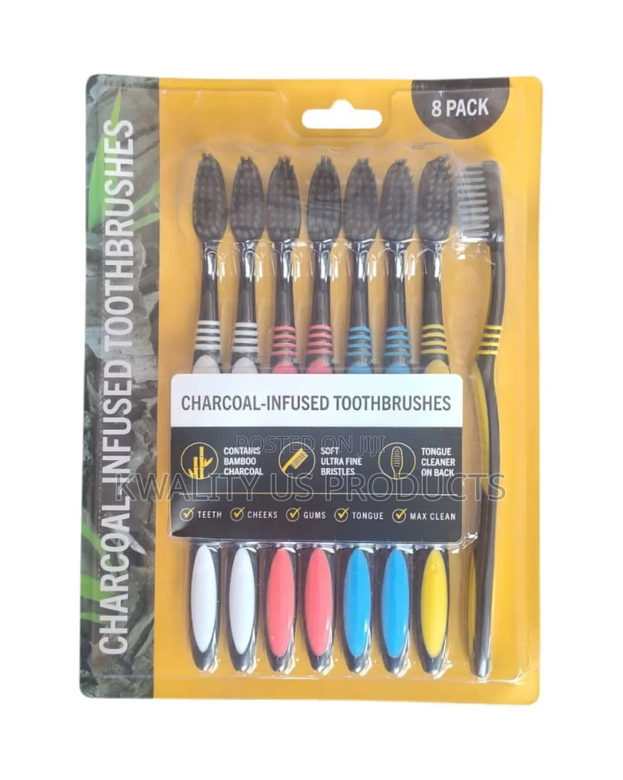 Charcoal-Infused Toothbrushes - 8 Pack
