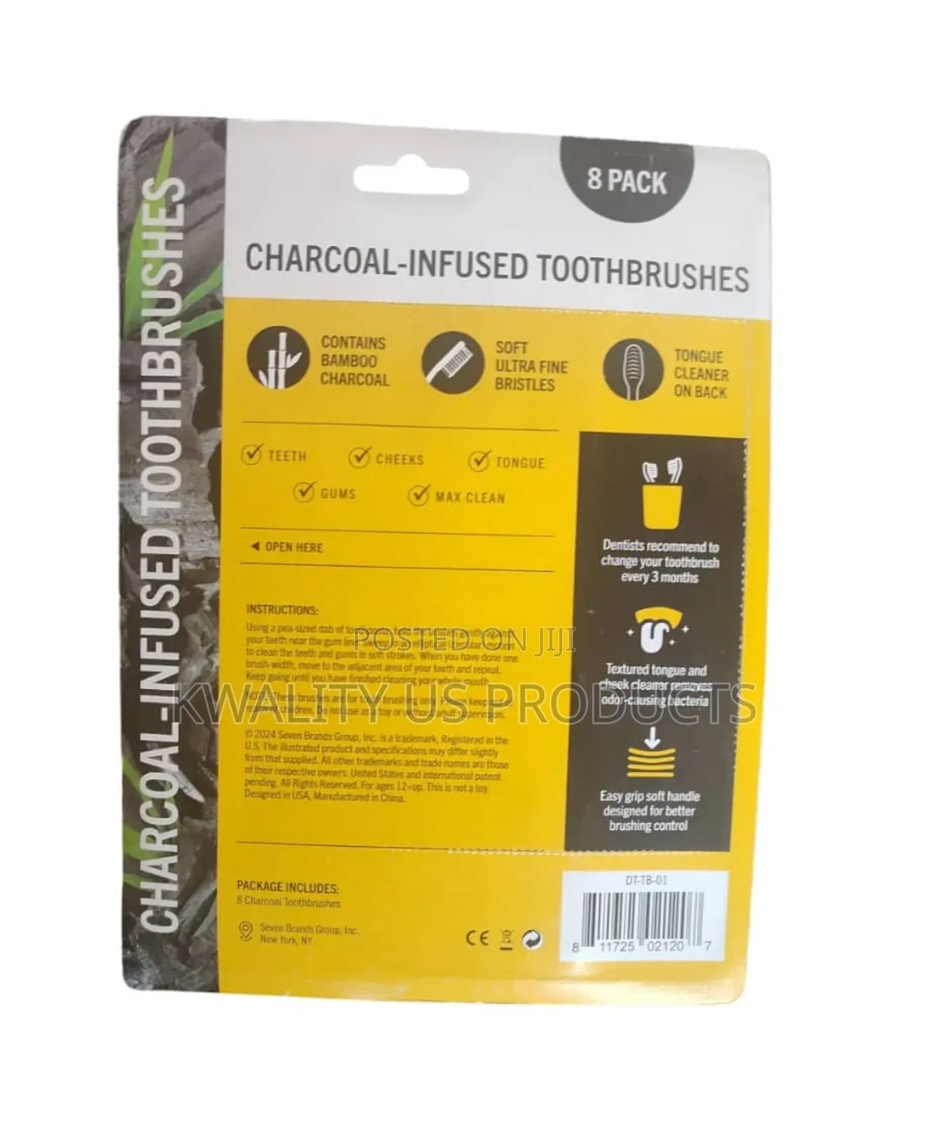 Charcoal-Infused Toothbrushes - 8 Pack