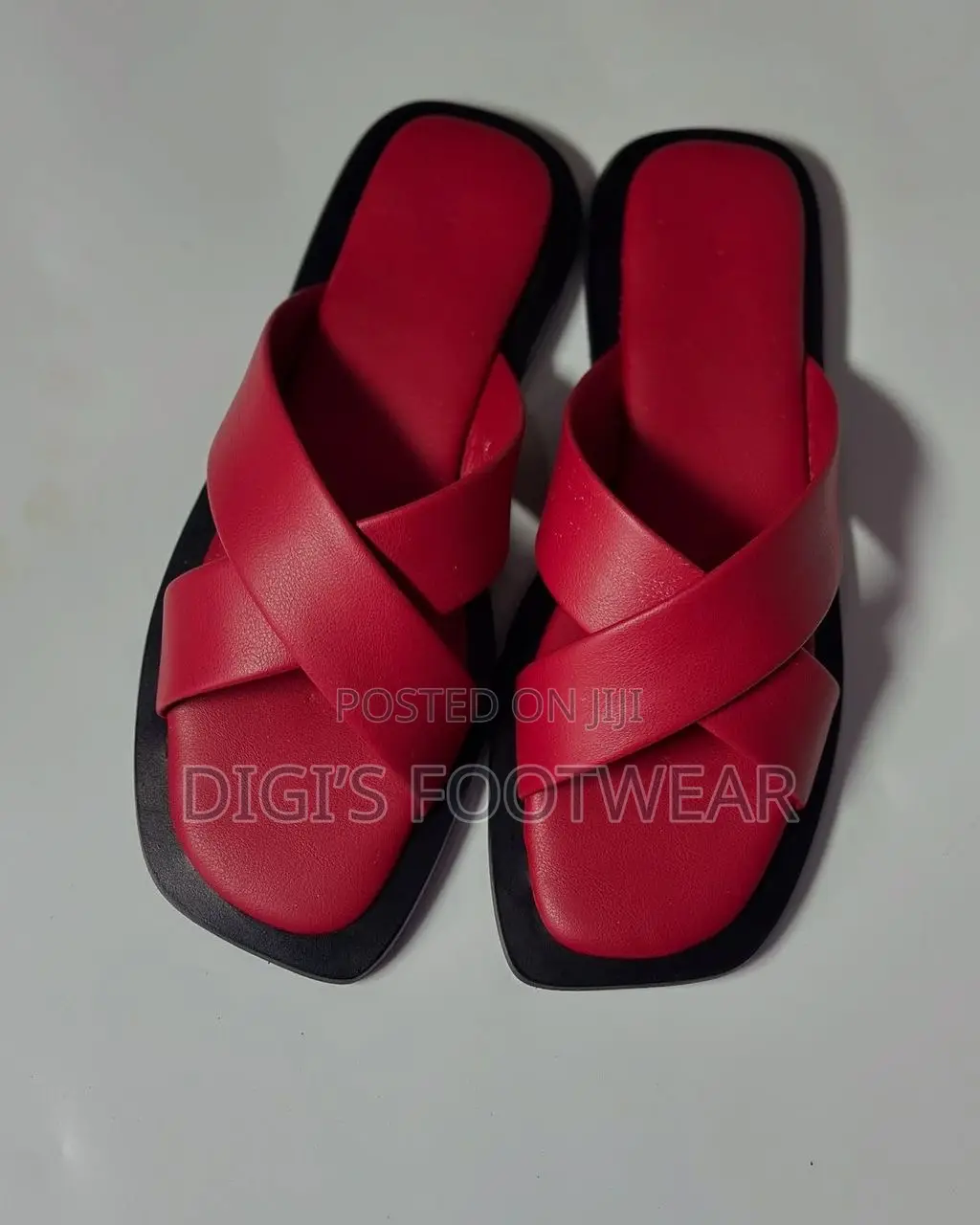 Royal Red Leather Ladies Slippers