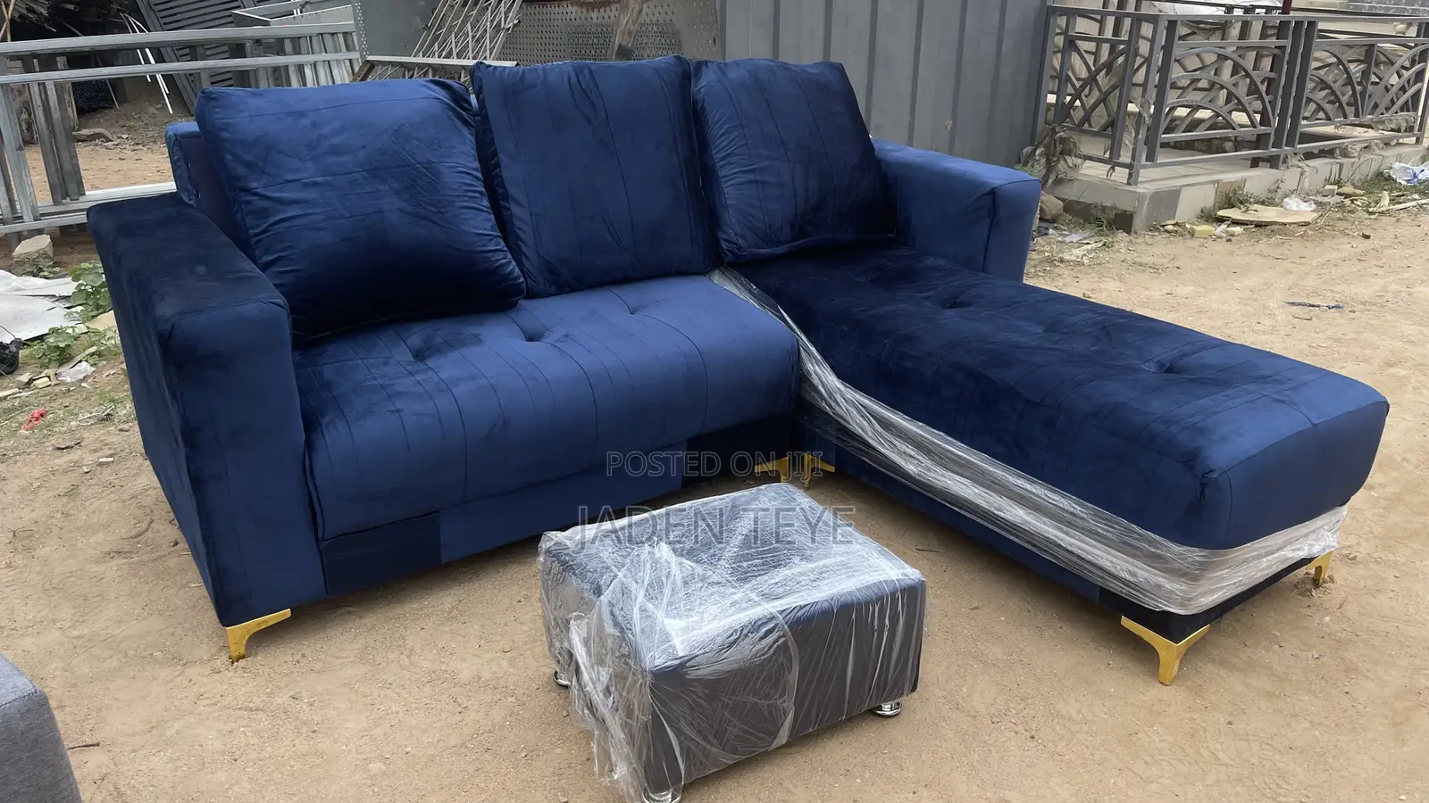 Blue Black L Sharp Sofa