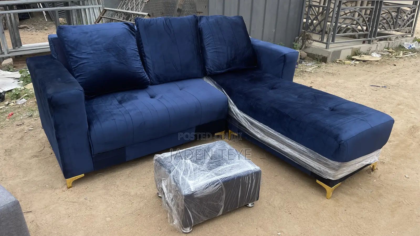 Blue Black L Sharp Sofa