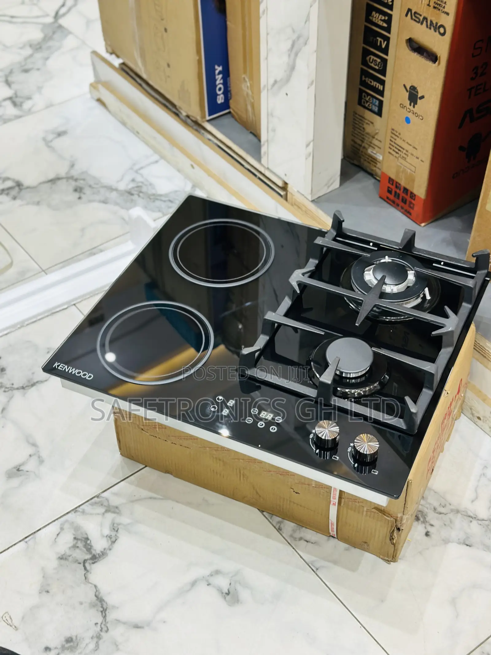 Zealous Sleek Gas Electric 2-2 Hob Built in Kenwood Black