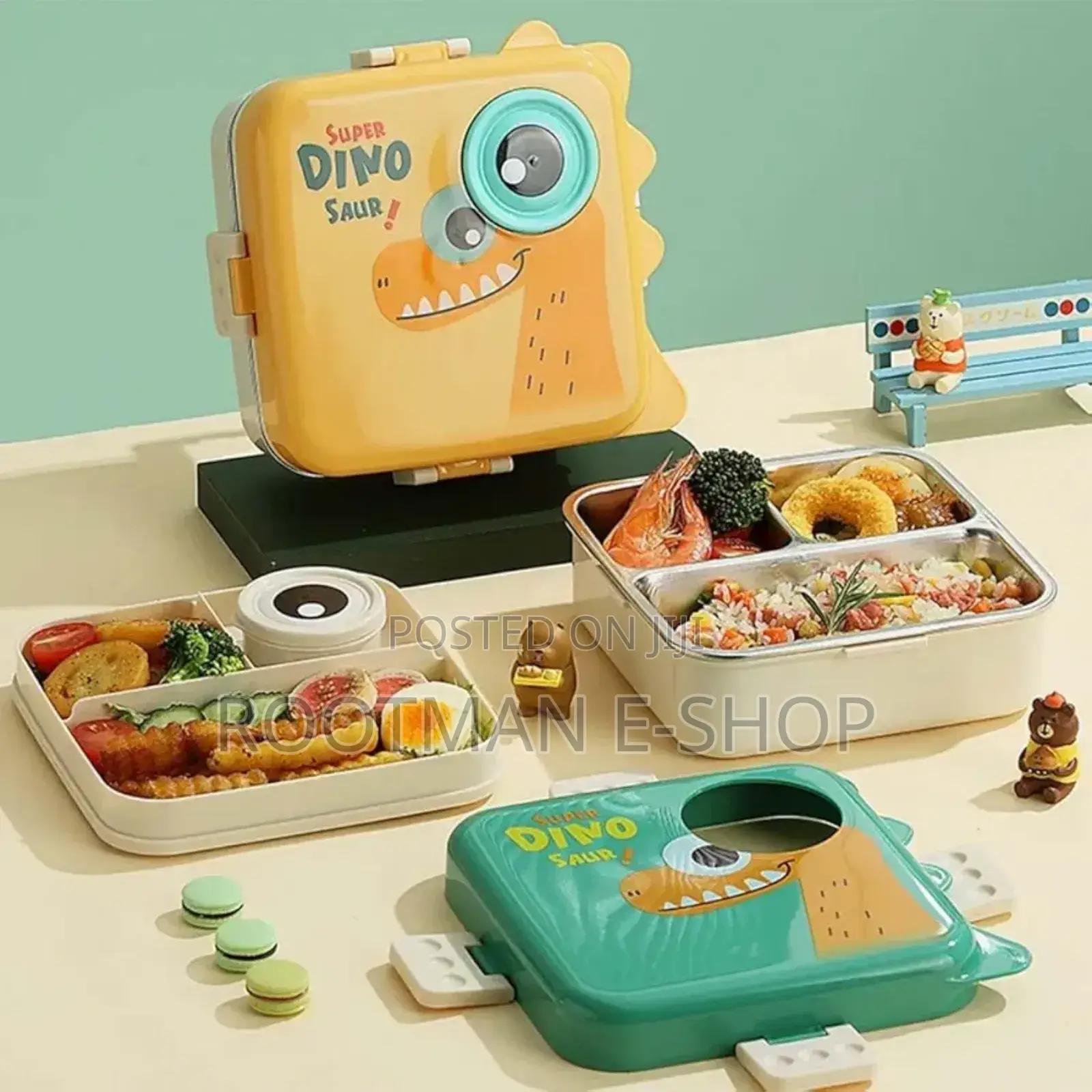 Dinosaur Cartoon Double Layer Microwaveable Bento Box Child Students